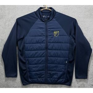 Antigua Jacket Mens Large Blue MLS Major League Soccer Quilted Full Zip Stretch